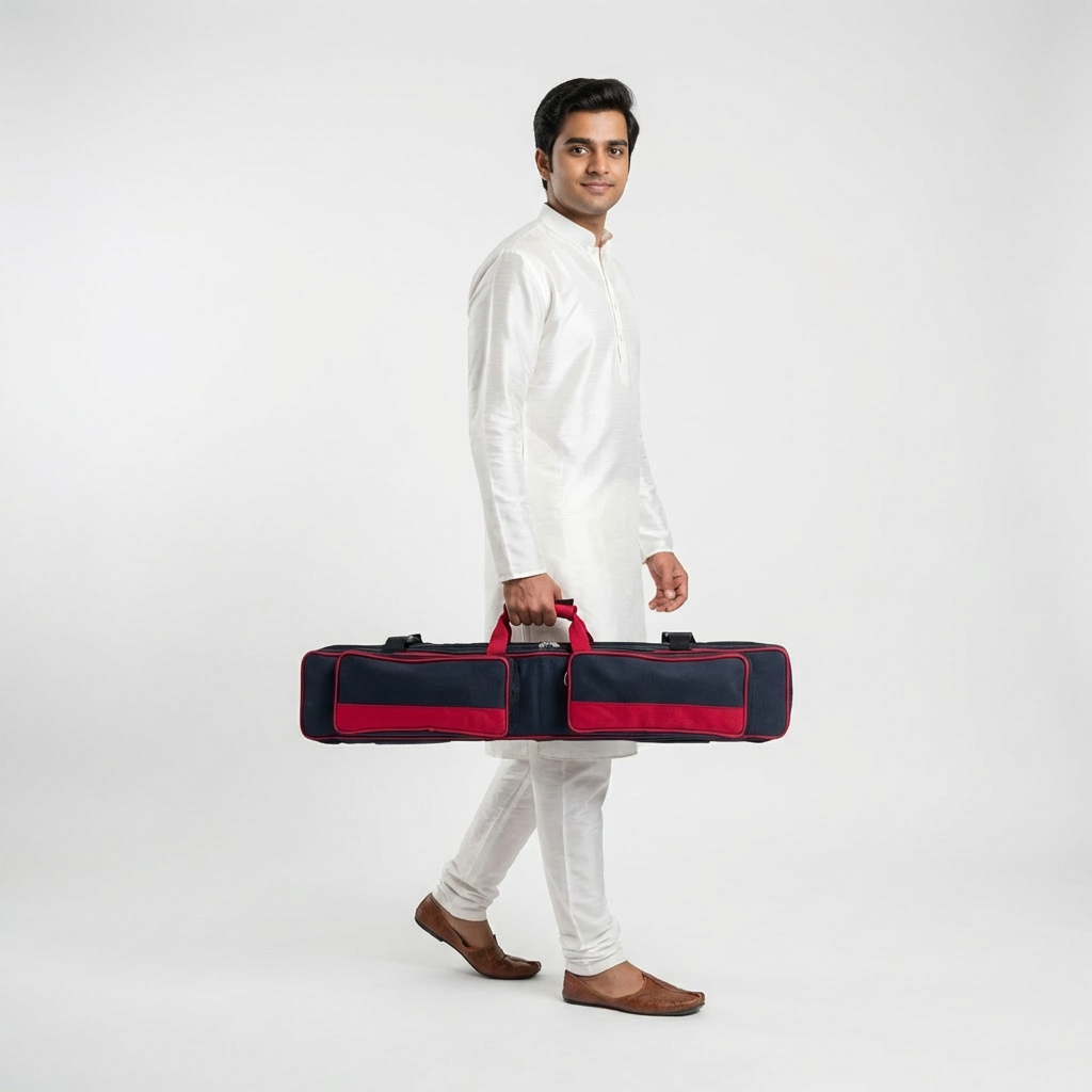 Professional Multi Bansuri Flute Case – Holds Multiple Flutes | Black & Red