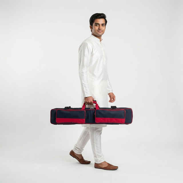 Professional Multi Bansuri Flute Case – Holds Multiple Flutes | Black & Red
