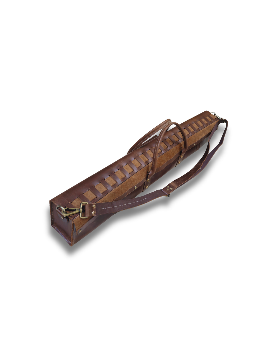Antique handmade Leather Flute Case – Holds Multiple Flutes | Dark Brown