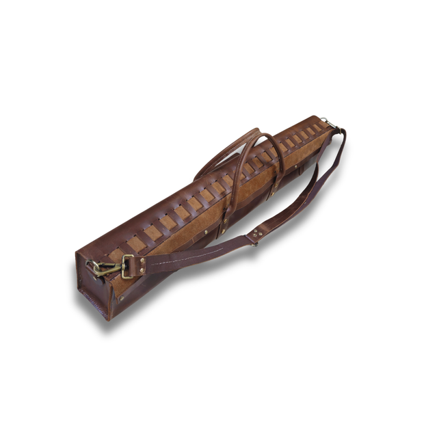 Antique handmade Leather Flute Case – Holds Multiple Flutes | Dark Brown